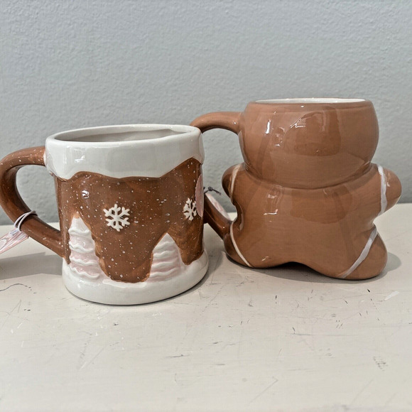 Gingerbread Man And Gingerbread House Christmas Mugs Peppermint And Pine - 2 - Picture 5 of 5
